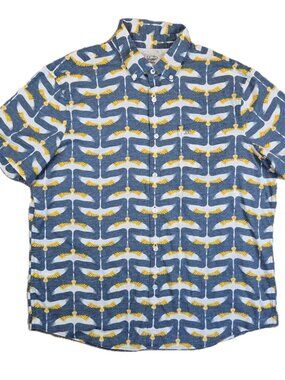Penguin Button Down Crane Pattern Retro 70’s Short Sleeve Size XL Shirt